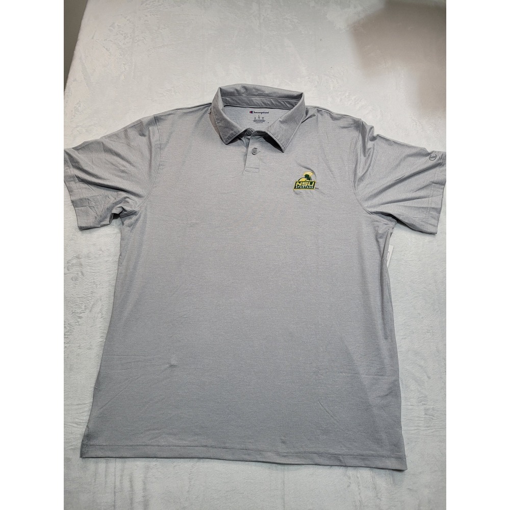 NWT Champion Polo‎ Shirt Mens Large Gray NSU Spartans Embroidered Performance